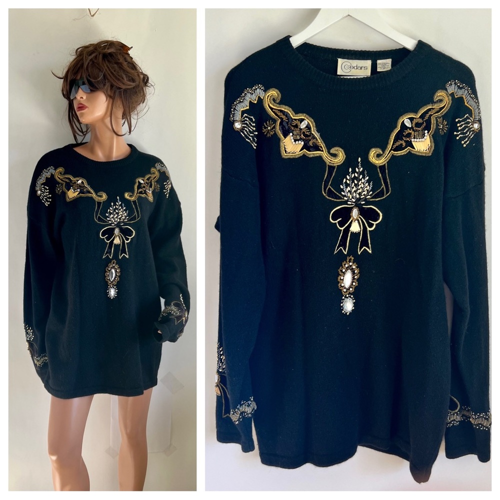 Vtg. 80’s Oversized Bling Ugly Sweater